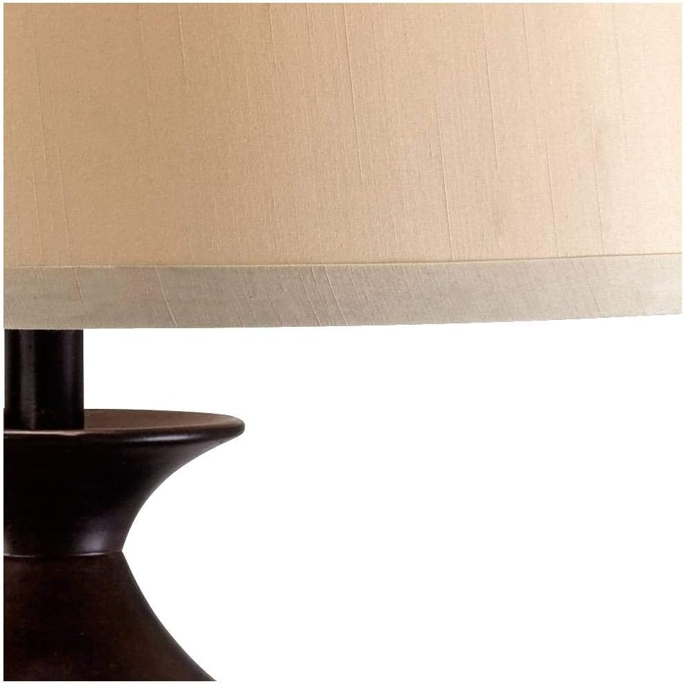 John Timberland Mission Style Table Lamp with Nightlight 33' Tall Champagne Glass Brushed Iron Cage Beige Fabric Drum Shade for Living Room Bedroom House Bedside Nightstand Home Office Entryway