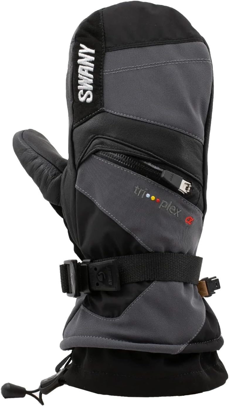Swany Men's X-Change Sports Insulated Warm Durable Breathable Flexible Leather Winter Mittens