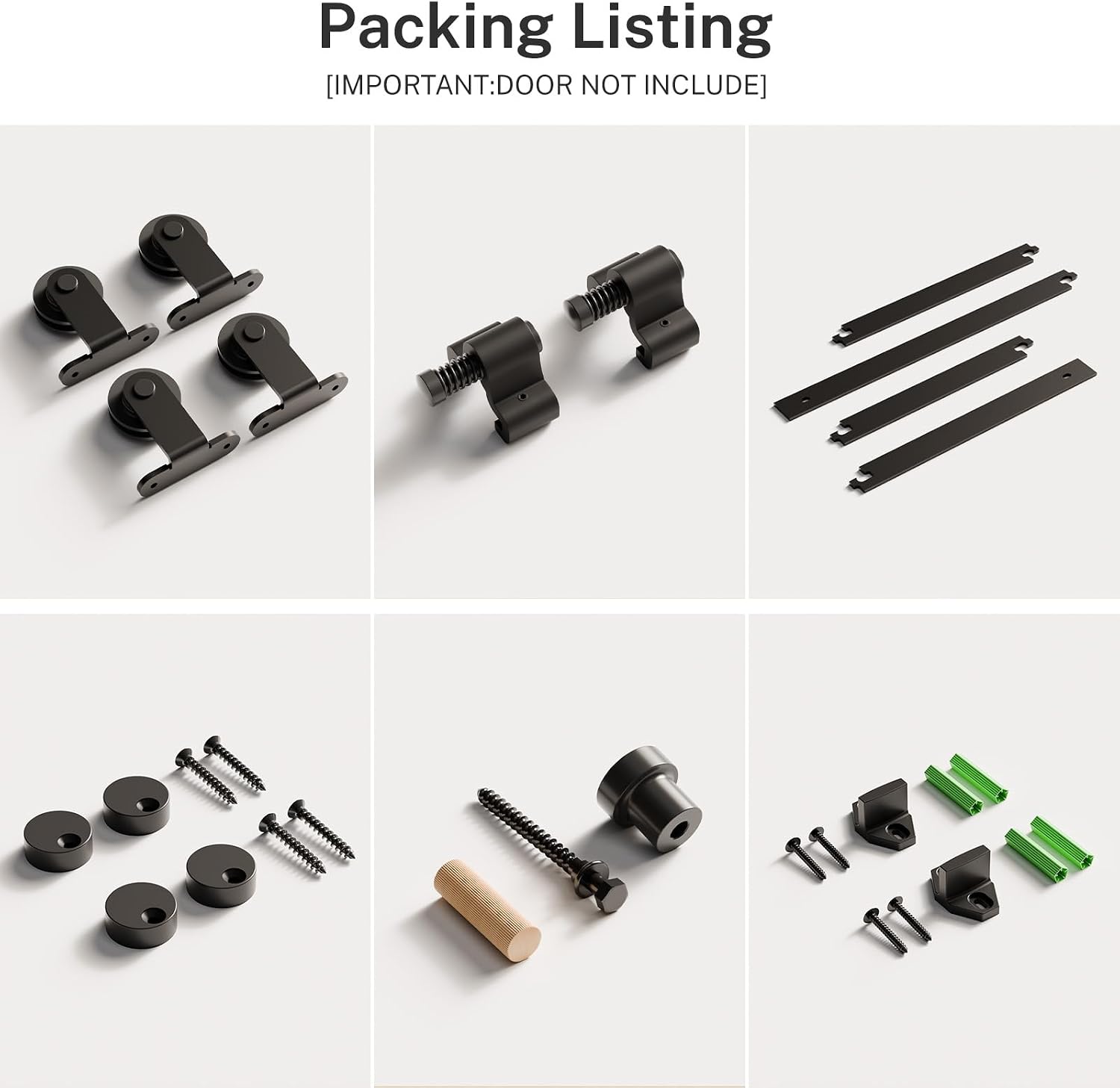 13.6FT Sliding Barn Double Door Hardware Cabinet Closet Track Kit Top Mount T Rollers Hangers Set for 2 Doors Black