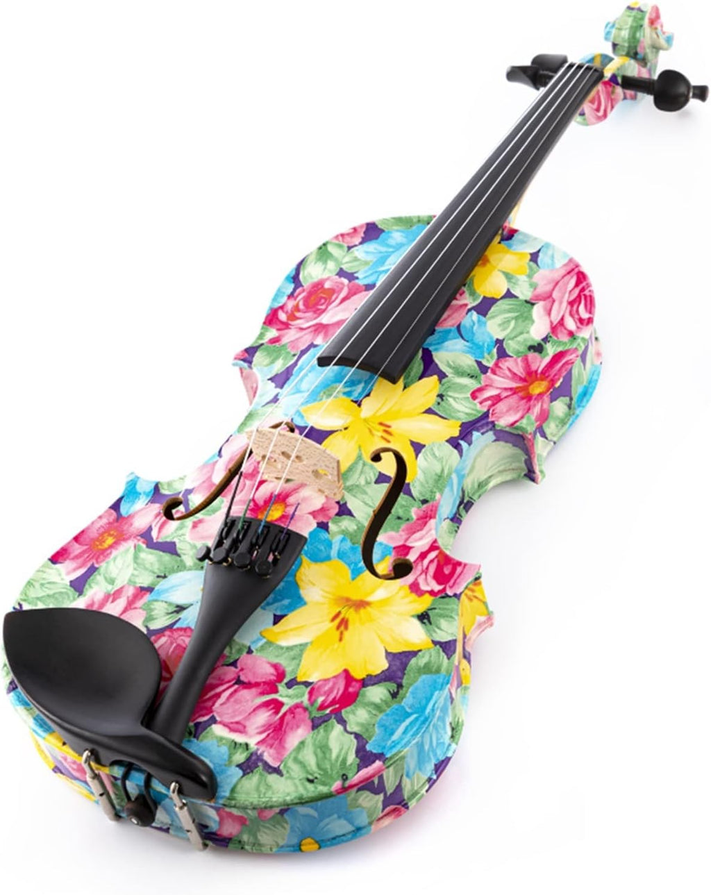 TSTS Flower Pattern 4/4 Full Size Solid Wood Acoustic Violin Musical Instruments with Case and Bow Adults Violins