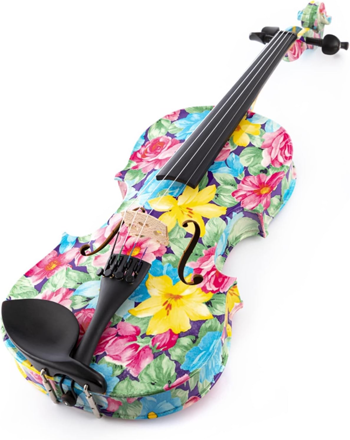 TSTS Flower Pattern 4/4 Full Size Solid Wood Acoustic Violin Musical Instruments with Case and Bow Adults Violins