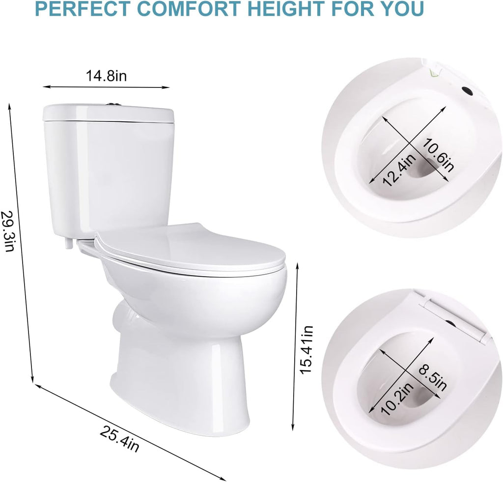 Macerating Toilet with Pump,Compact Two-piece Toilet for Basement for Laundry Sink Shower Included Macerator Pump, Dual-flush Water Tank, Toilet Bowl, Seat Cover, 30ft Vertically Upflush