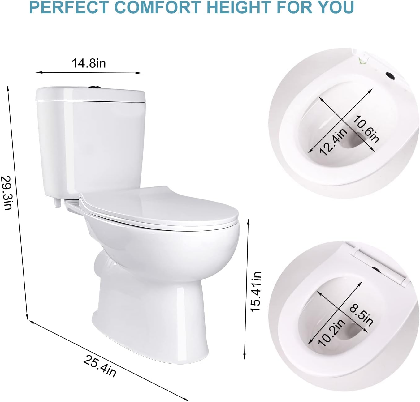 Macerating Toilet with Pump,Compact Two-piece Toilet for Basement for Laundry Sink Shower Included Macerator Pump, Dual-flush Water Tank, Toilet Bowl, Seat Cover, 30ft Vertically Upflush