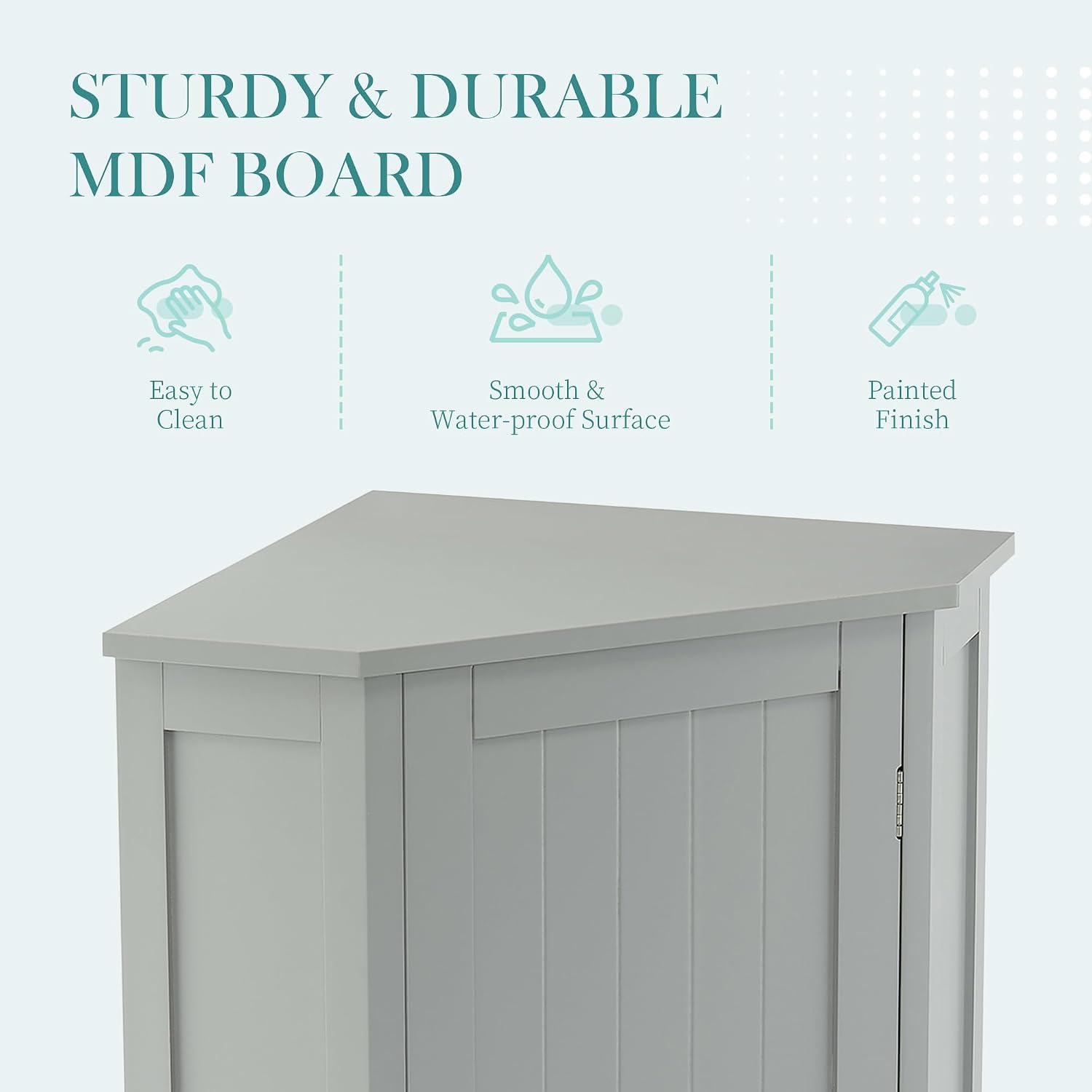 Floor Corner Cabinet with Doors and Adjustable Shelves, Freestanding Bathroom Corner Storage Cabinet for Bathroom, Living Room (1 Door, Grey)