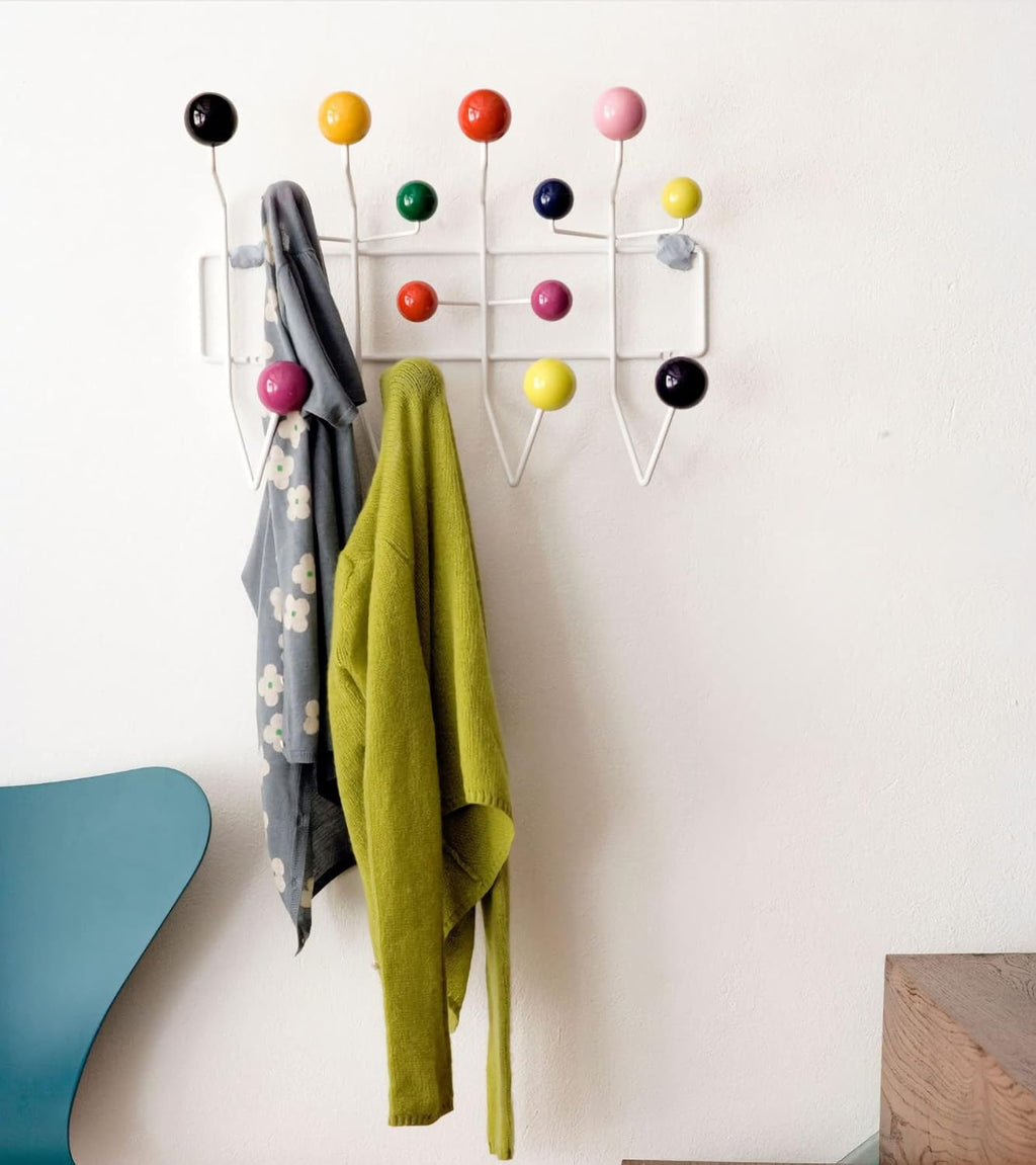 SHISEDECO Classic Hang it All Coat Rack, Mid Century Modern Wall Mounted Hooks with Painted Solid Wooden Balls, Decorative Creative Fashion Wood Hanger for Home, Bedroom (Multicolor)