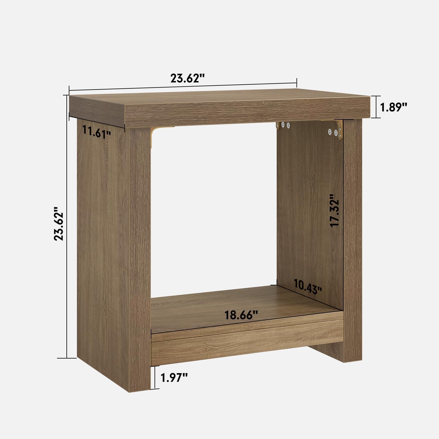 End Tables Set of 2 for Living Room, Narrow Side Tables with Storage Shelves, Square End Table for Bedroom, Slim Nightstand, Skinny Rectangle Accent Table, Farmhouse Bedside Table, Brown (2 Pieces)