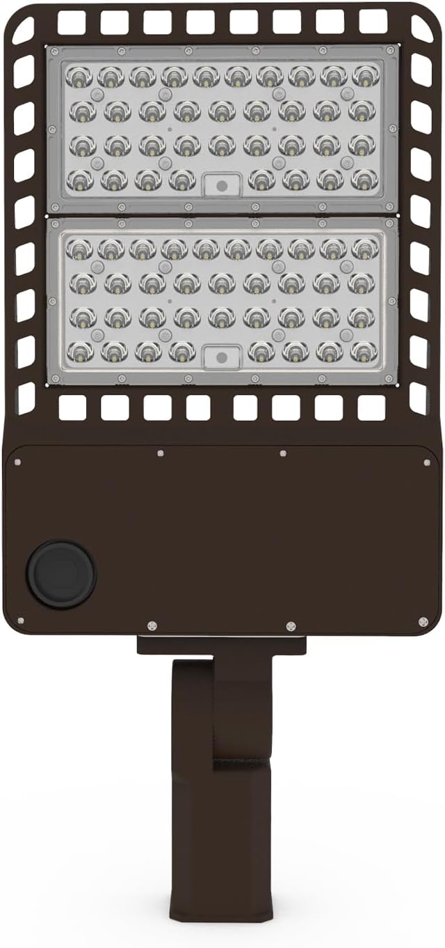 Power Adjustable 200W 240W 300W 277V 480V LED Parking Lot Light Exterior Bronze Street Pole Shoebox Lighting Fixtures 5000K for Sport Court, 600W-1000W MH HPS Equal (Slip Fitter Mount)