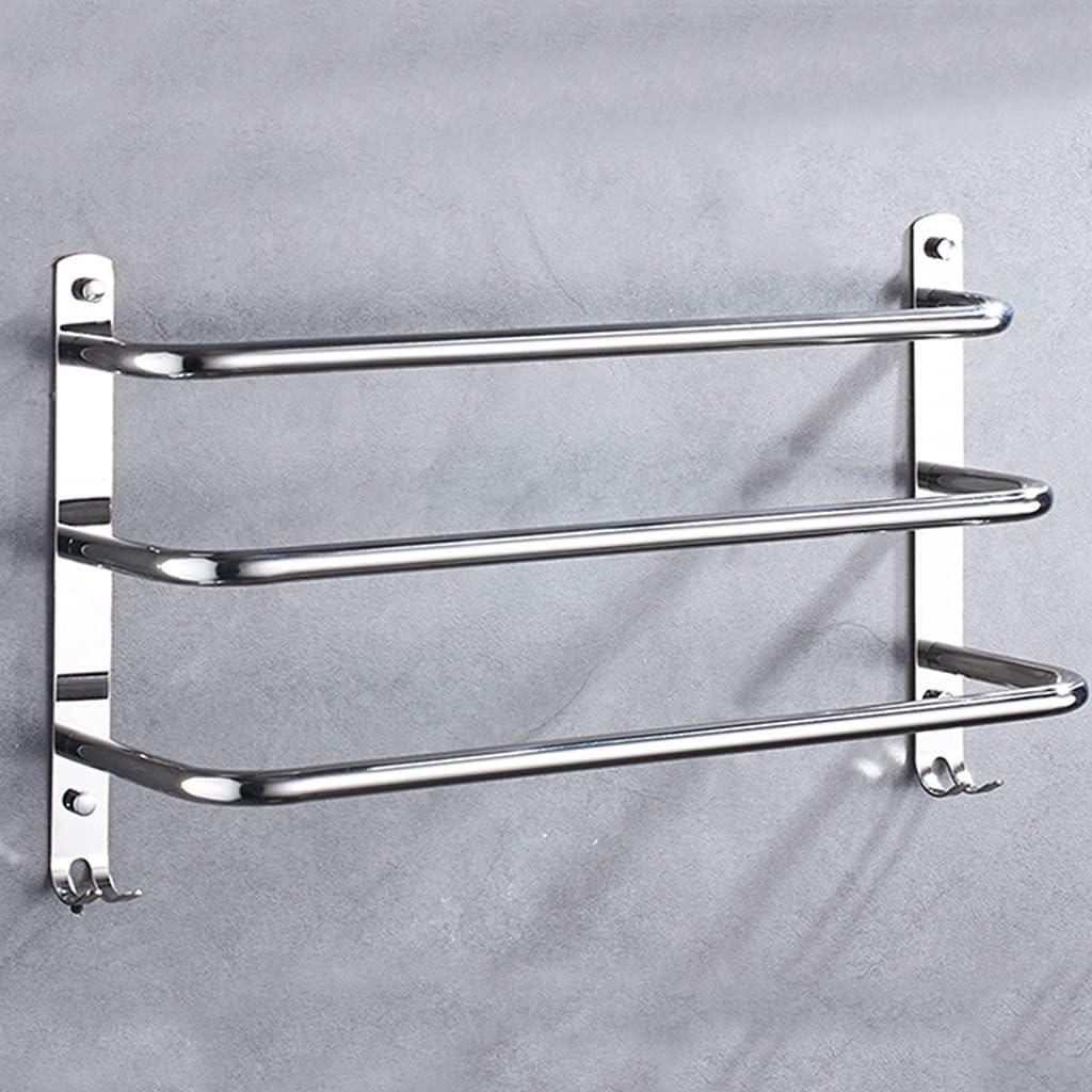 3 Tier Bath Towel Bar Rack with Hook Stainless Steel Wall Towel Rack for Bathroom Wall Mounted, Towel Ladder Holder,Multilayer Rack Shelf Bathroom Shelf with Towel B Polished-40cm