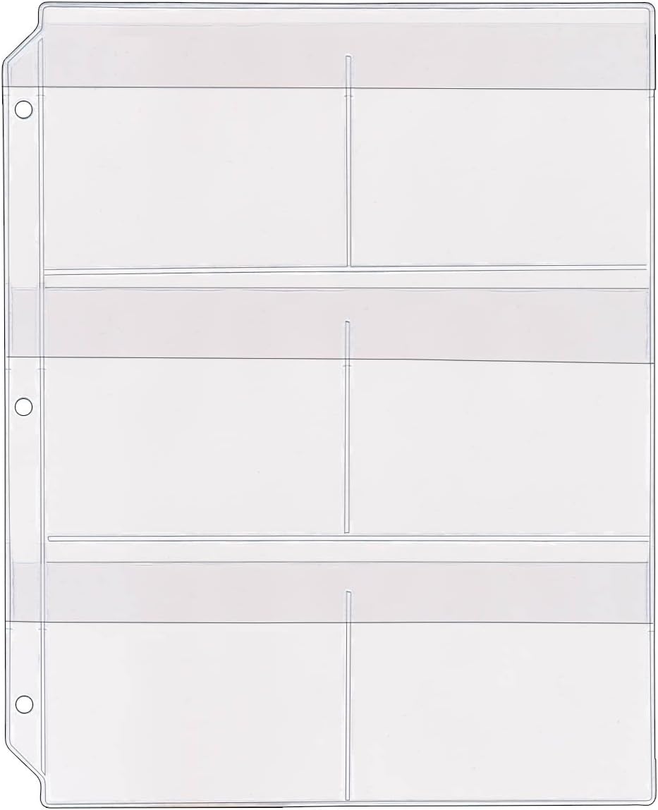 StoreSMART® 6-Pocket Clear Vinyl Binder Page with Flaps - 50-Pack - SPT600-6F-50