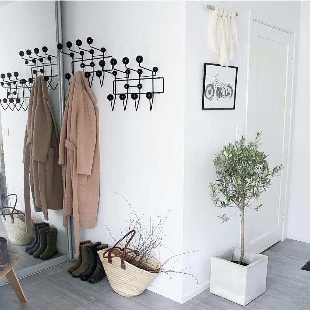 SHISEDECO Classic Hang it All Coat Rack, Mid Century Modern Wall Mounted Hooks with Painted Solid Wooden Balls, Decorative Creative Fashion Wood Hanger for Home, Bedroom (Black)