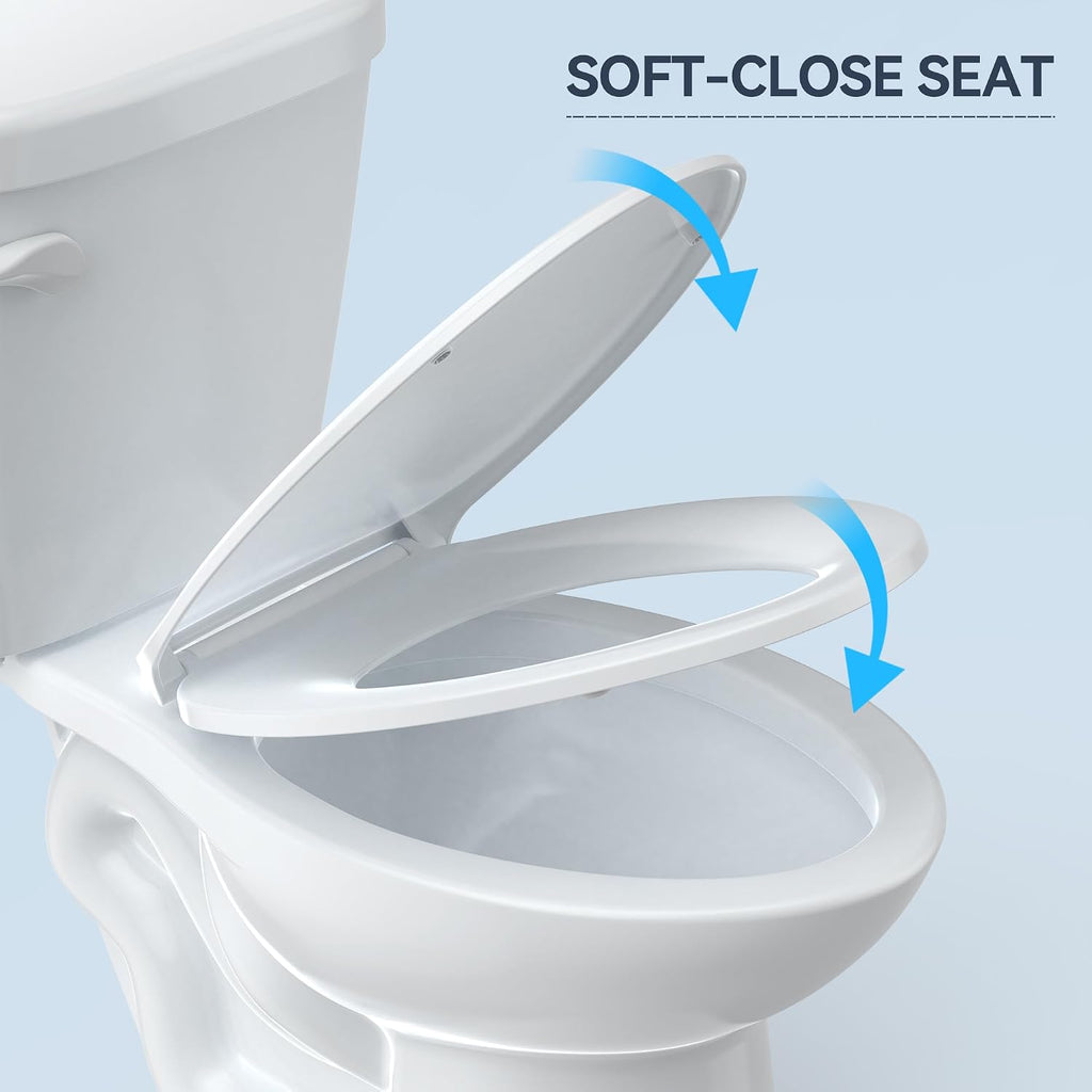 Two Piece Toilet with 17' ADA Height - CUPC Certified, Side Push Handle, 1.28 GPF, PP Cover, Elongated Bowl