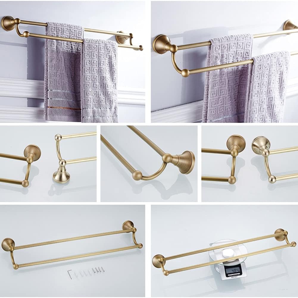 Gold Double Towel Rail Holder for Bathroom and Kitchen Antique Bronze Brass Chrome Towel Rack for Hotel Toilet
