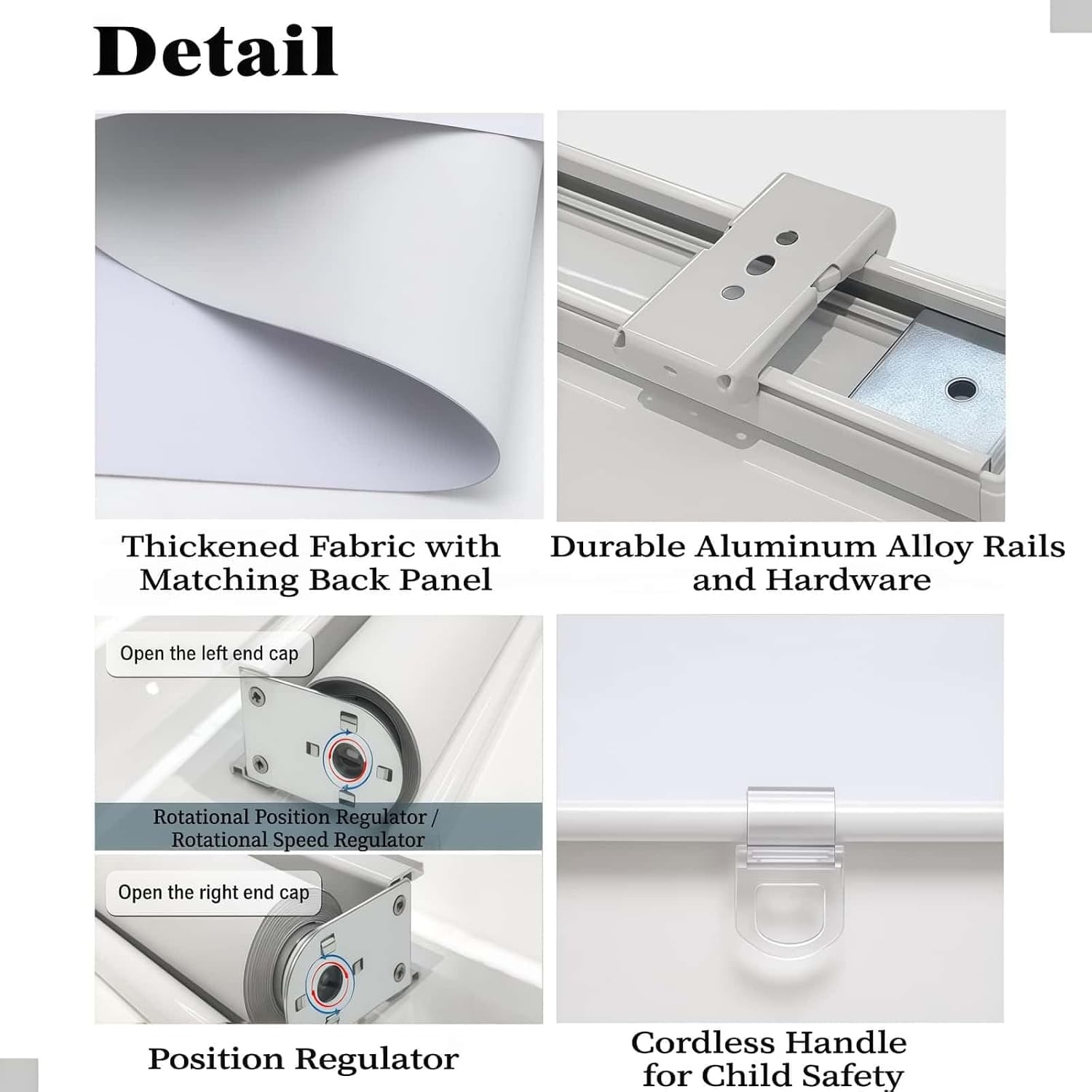 Cordless Roller Shades Room Darkening with Spring System Rolled Up Shades Blackout Blinds Door Windows Blinds for Home and Office UV Protection Window Blind.White.43 W x 104' H