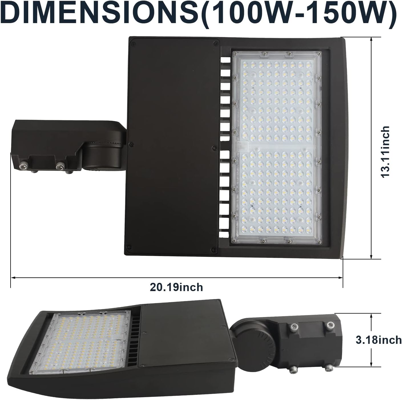 150W LED Parking Lot Light, 21000LM(140lm/w) LED Shoebox Area Light, 5700K Dimmable Commercial Outdoor Street Lighting (650W HID/HPS Equivalent) with Slip Fitter Mount, IP65 100-277VAC UL Listed