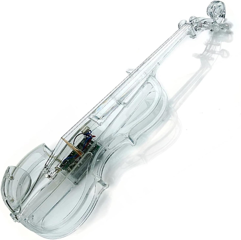 TSTS 4/4 Electric Violin Transparent Acrylic Body with Light Performance Type Violin Musical Instrument Adults Violins (Color : 01)