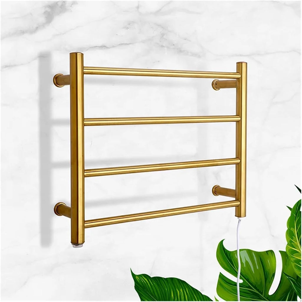 Heating Towel Rack Stainless Steel Bathroom Bathroom Rack 9006 Gold Black Heating Towel Bar(Black_220V)