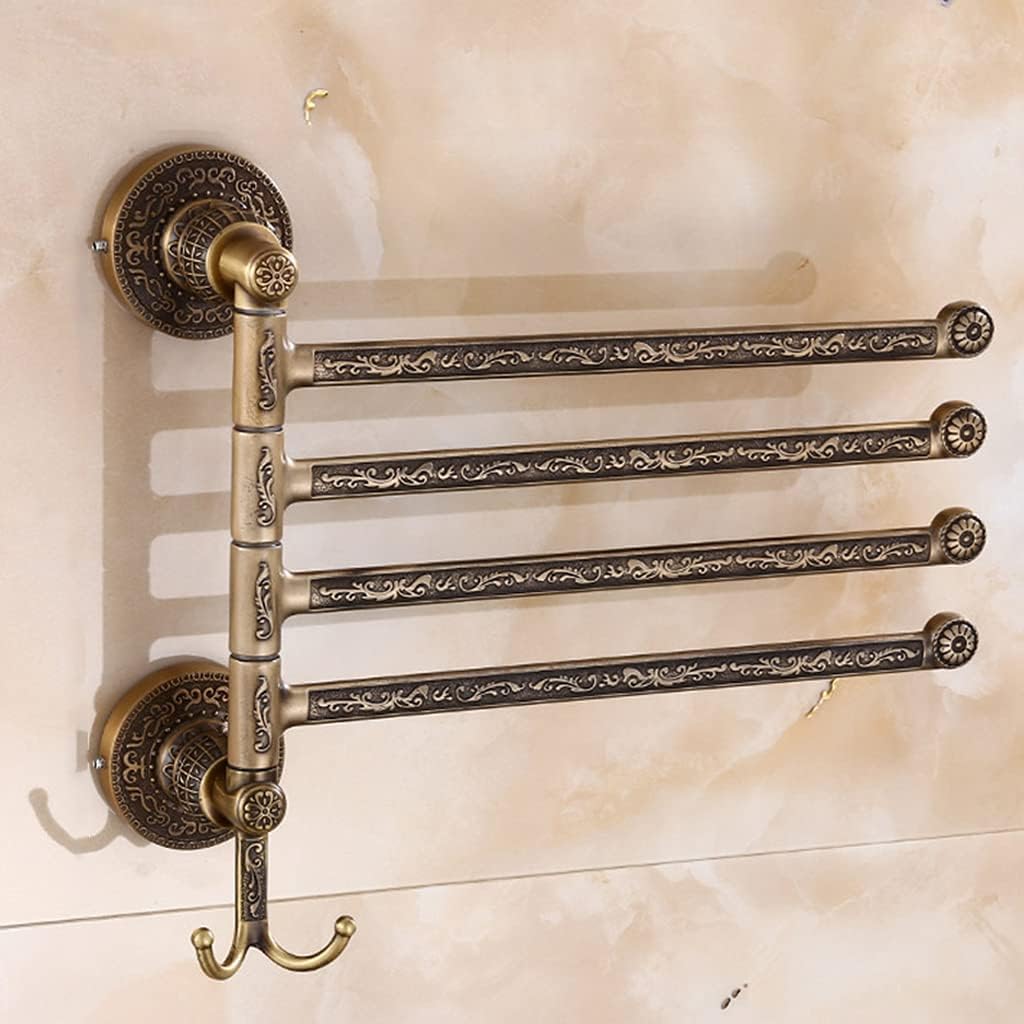 ZHOUXIAO Luxury Swing Out Towel Bar Black Gold Finish/Towel Racks for Bathroom or Kitchen, Metal Towel Bar Folding Arm Swivel Hanger Bathroom Storage Organizer Wall Mounted 4Bars