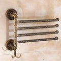 ZHOUXIAO Luxury Swing Out Towel Bar Black Gold Finish/Towel Racks for Bathroom or Kitchen, Metal Towel Bar Folding Arm Swivel Hanger Bathroom Storage Organizer Wall Mounted 4Bars