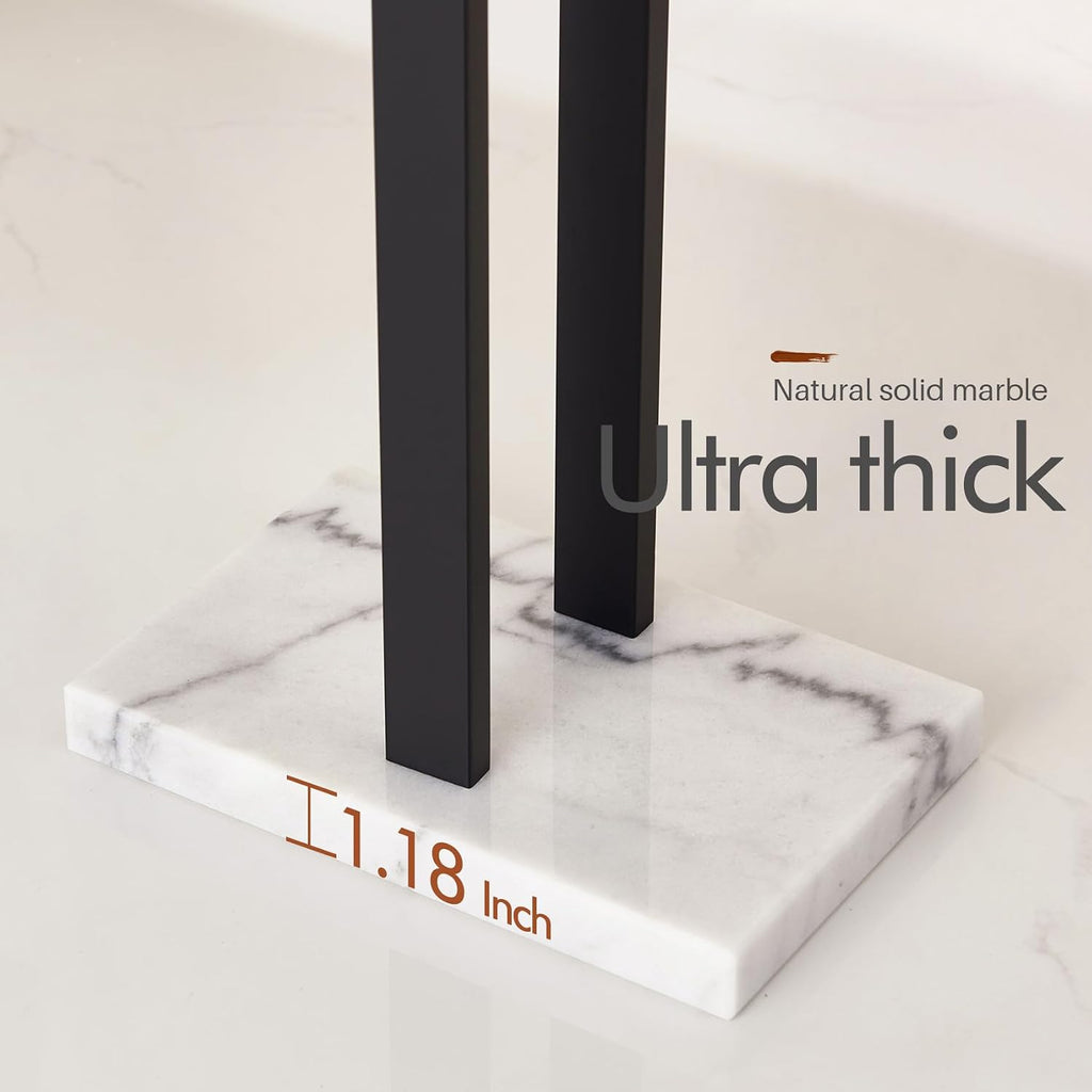 KOKOSIRI 24 Inch Hand Towel Bar Bathroom Towel Holder for Bath Standing Towel Rack for 2-Tier Towel Holder with Heavy Marble Base Matte Black B4005BK-L24+THS0005-BK