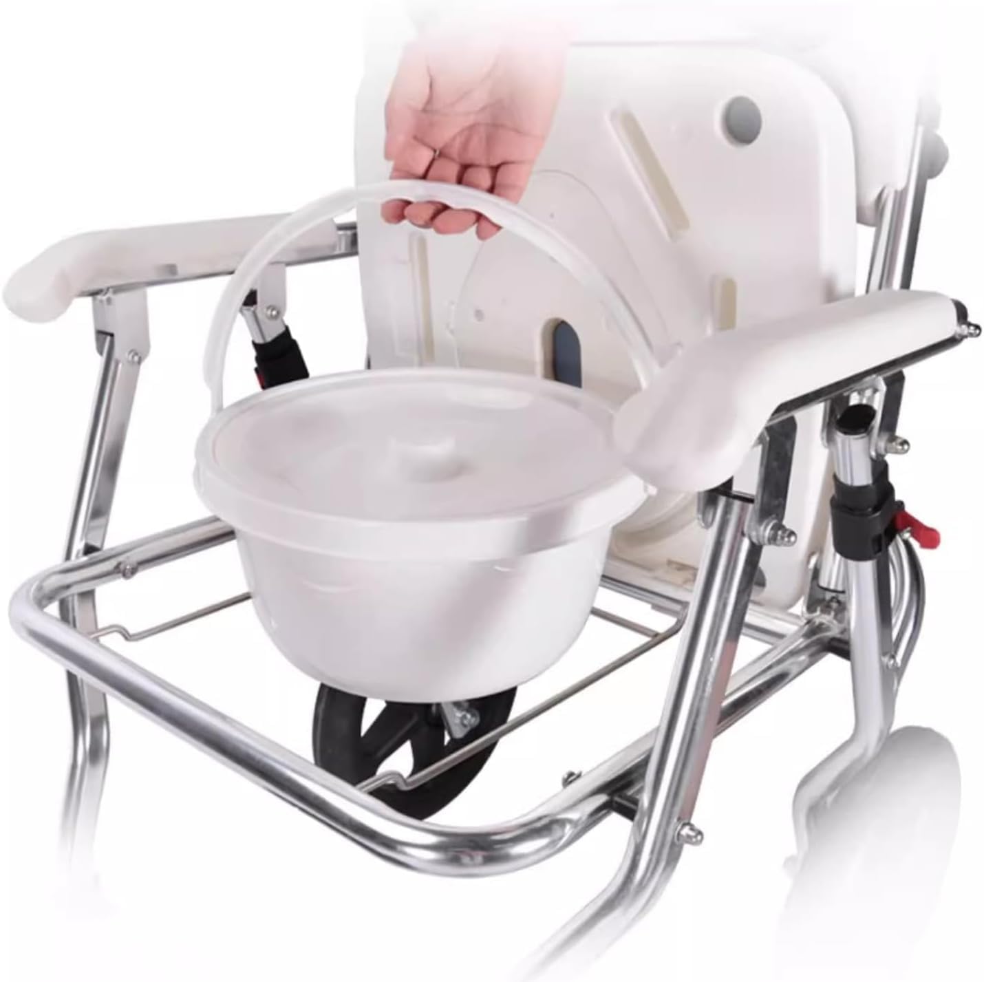 Heavy Duty Bath Chair with Removable Commode Shower Wheelchair for Seniors, Disabled,3 in 1 Foldable Shower Wheelchair Rolling Shower Chair,