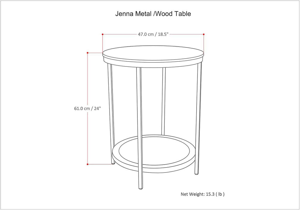 SIMPLIHOME Jenna Metal Side Table - 18 inch Wide Solid Metal Round Accent Table in Natural, Industrial End Table or Small Drink Table for Living Room, Bedroom, or Office with Compact Design