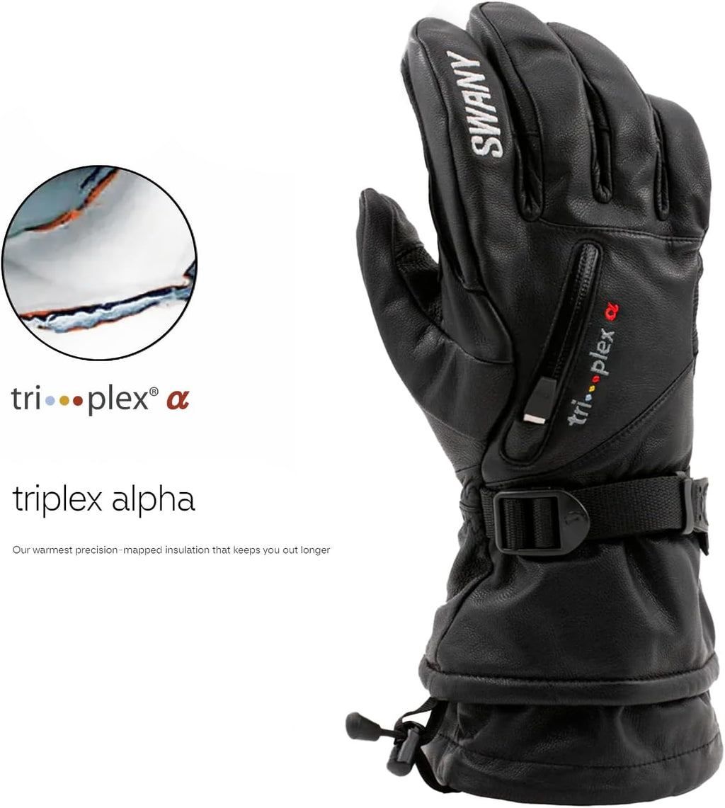 Swany Women's X-Calibur Sports Insulated Warm Durable Breathable Flexible Waterproof Leather Winter Ski Gloves
