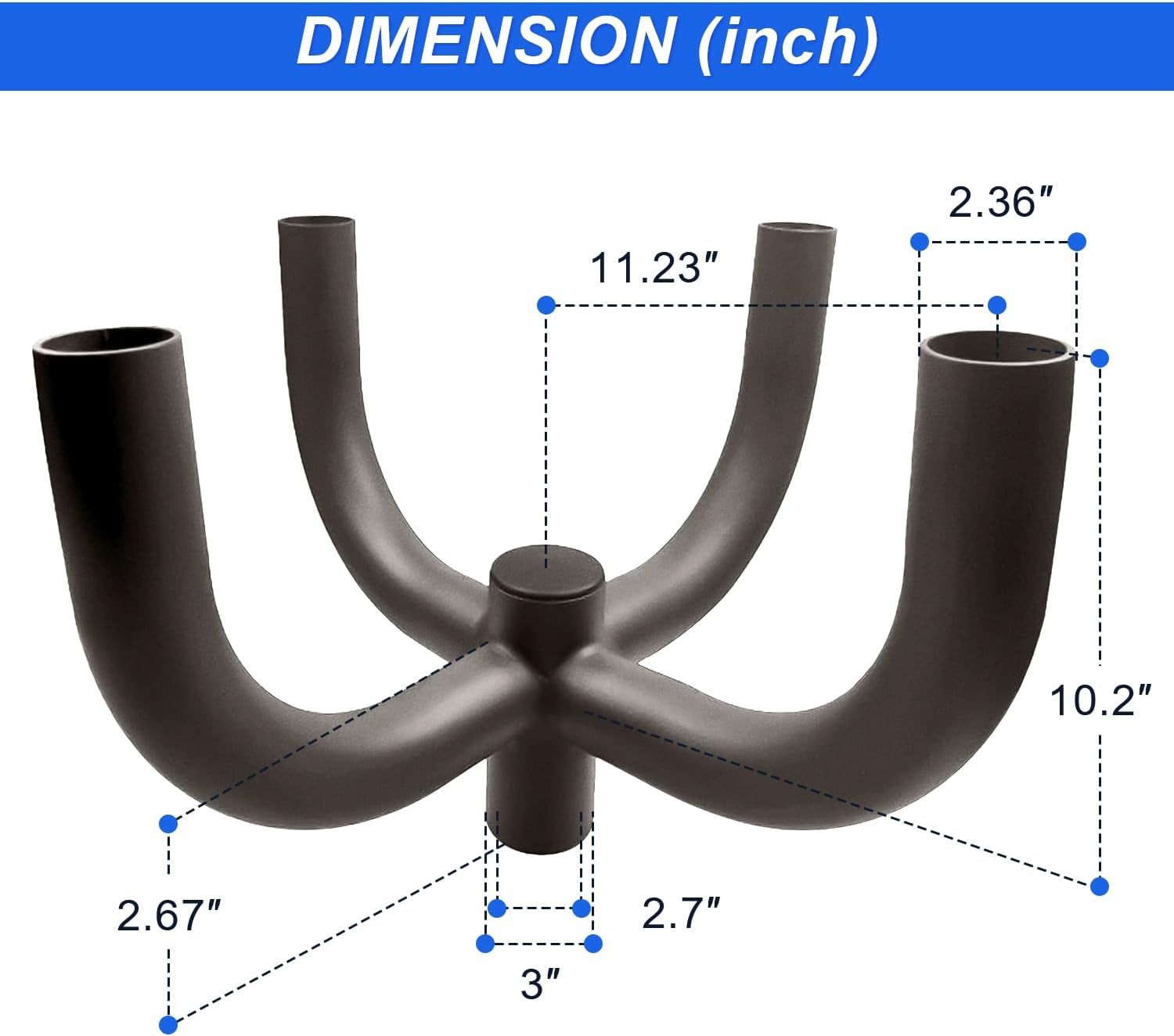 90° Quad Bullhorn Tenon Adapter for 4 Light Fixtures with 2 3/8' Slip Fitter, Bullhorn Bracket with 4 Arms Mounting for LED Parking Lot Light, Outdoor Shoebox Street Lighting, Dark Bronze