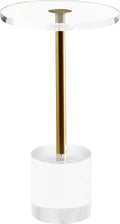 Artmaze Clear Acrylic End Table,Side Table,Brushed Brass Metal,Round,for Office, Living Room and Bedroom,Easy Assembly,12x12 inch，21.3 inch high