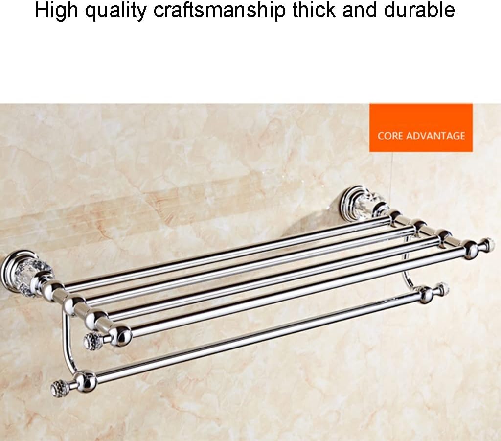 Bath Towel Bars Luxury Towel Rack, Wall Mounted Bathroom Accessories, Crystal Solid Brass Bath Hardware Chrome Towel Holder Towel Holder