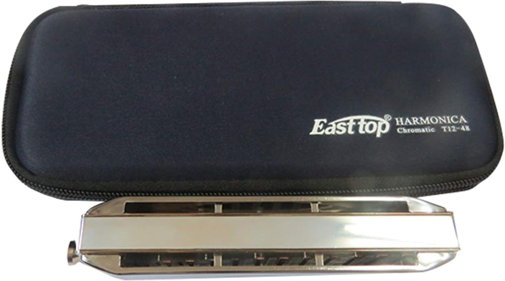 East top Chromatic Harmonica Bb key with Brass Comb, 12 Holes 48 Tones Professional Mouth Organ Harmonica For Adults, Professionals and Students (brass comb-Bb)