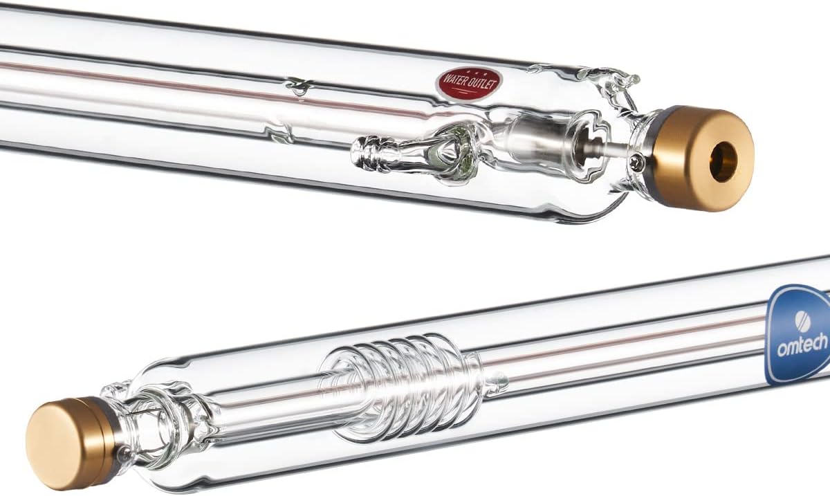 OMTech 60W CO2 Laser Tube for Laser Engraver & Cutter Machine, 1000mm 50mm Dia Laser Cutter Tube with Metal Head 6000hr MTTF, Laser Cutting Engraving Machine Replacement Tube for Wood Acrylic Stone