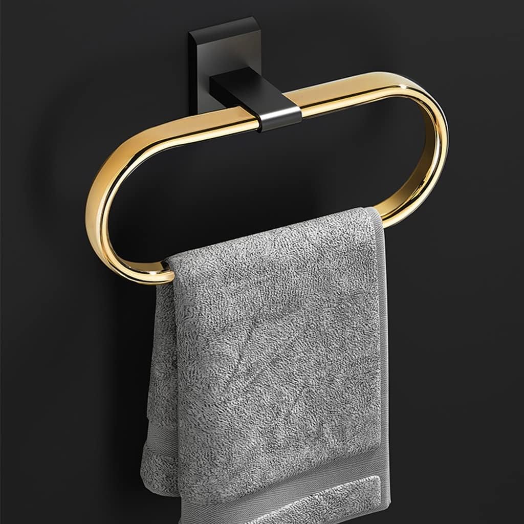 LSLYTQ Black Gold Folding Towel Bar, Triangular Basket, Storage Rack, Towel Ring, Wall Mounted Bathroom Accessories Kit