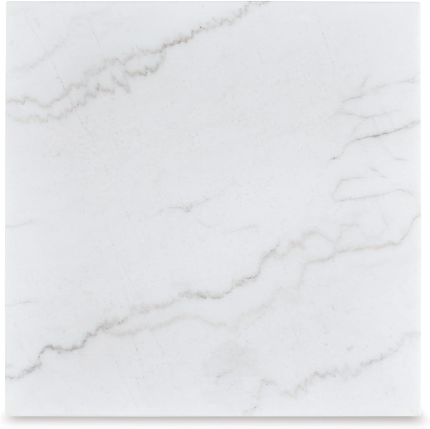 Signature Design by Ashley Loyaska Casual End Table with White Marble Top, Light Brown & White Marble