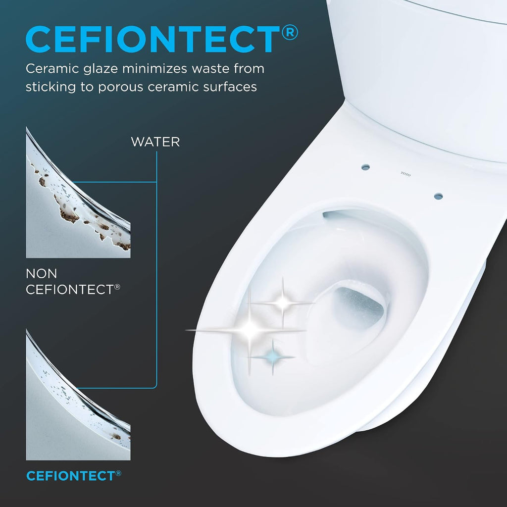 TOTO Aquia IV WASHLET+ Two-Piece Elongated Dual Flush 1.28 and 0.9 GPF Toilet with CEFIONTECT, Cotton White - MS446124CEMGN#01