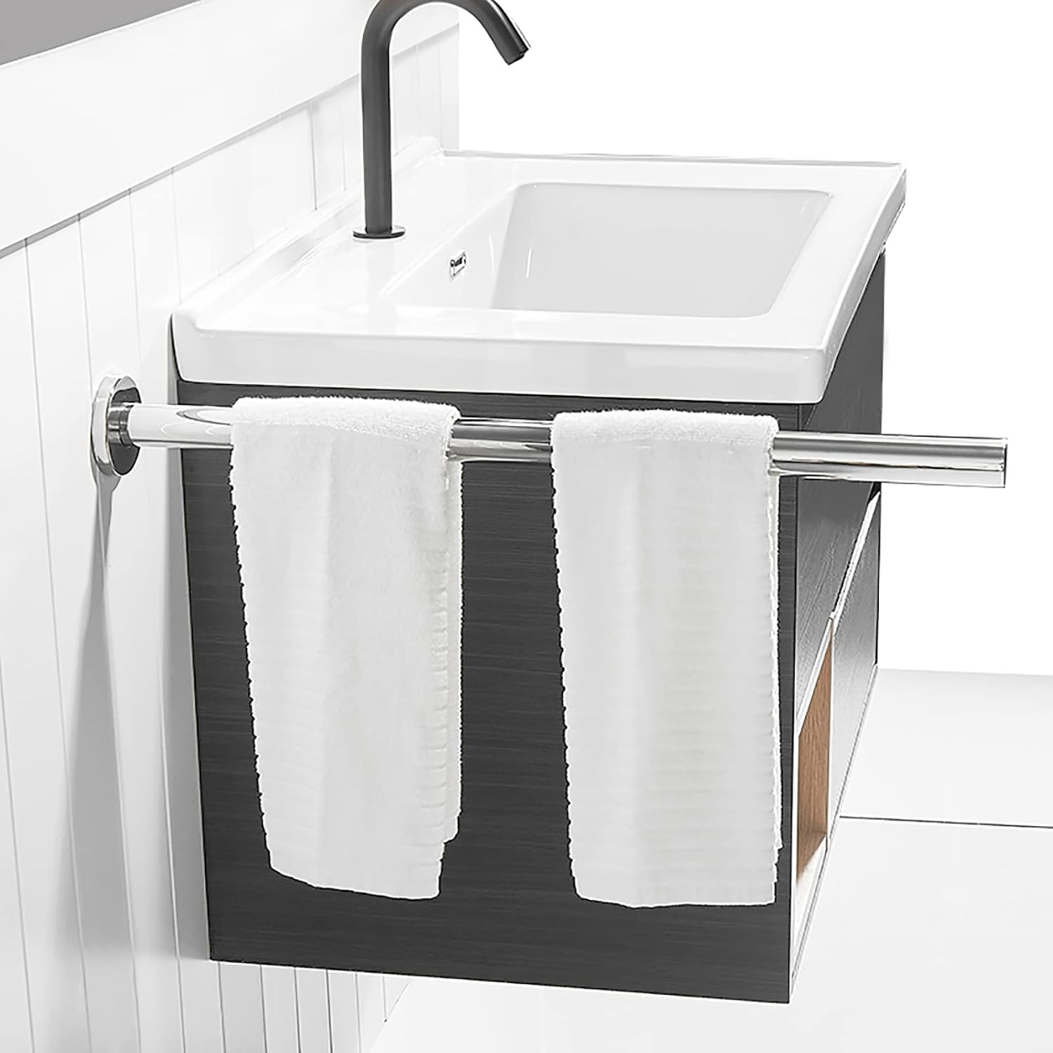 66cm Towel Bar Wall Mounted - SUS 304 Stainless Steel Towel Holder with Screws Hand Towel Rail Brushed Chrome Finish Rack for Bathrooms Kitchen Toilet Heavy Duty - Single Arm, Silver