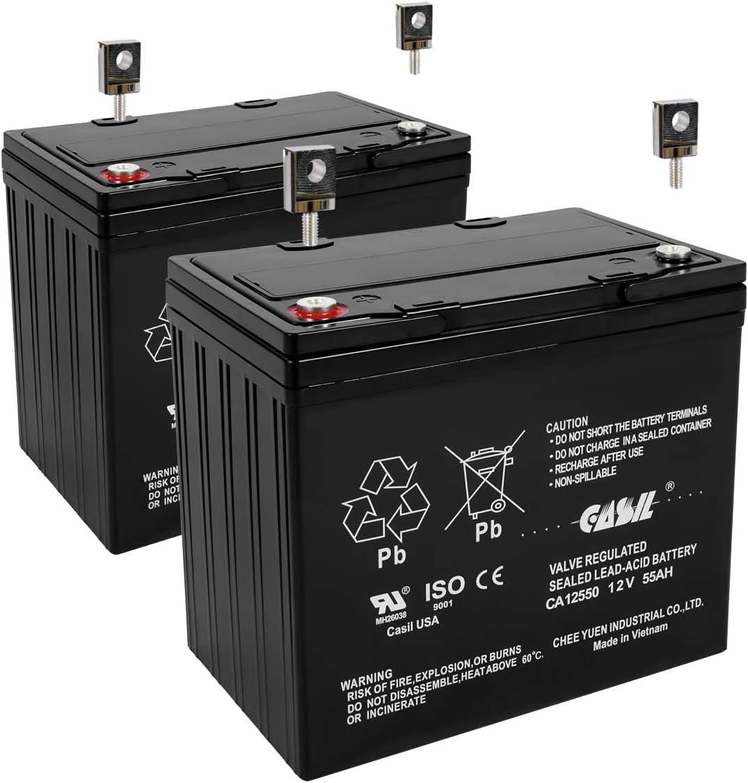 Casil 12V 55Ah SLA Battery – Group 22NF Deep Cycle – Compatible with Quantum Q6000, Jazzy 600 ES, Pride Maxima, and More – 2-Pack