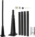 12.5FT Outdoor Lamp Post, Split Street Light Pole with Top Globe & Ground Cage Lighting Post Fixtures for Pathway Courtyard Parking Lot, Fits Standard 3' Post Top Fixtures (12.5FT 275+76mm)
