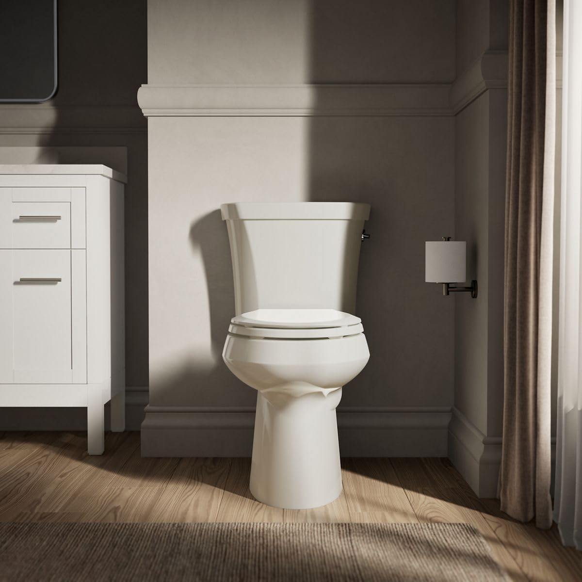 Kohler K-6393-RA-96 Highline Comfort Height Two-Piece Elongated Dual Toilet with Class Five Flush Technology and Right-Hand Trip Lever Biscuit