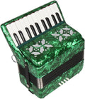 22 Buttons Accordion, 22 Keys 8 Bass Exquisite Celluloid Piano Accordion with Adjustable Straps, Professional Musical Instruments for Adults Beginners (Color : Green)
