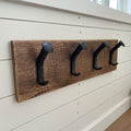Magnolia Oaks Woodshop Rustic Farmhouse Reclaimed Wood Wall Hanging Rack with Railroad Spike Hooks - Holds 8+ Coats & Hats - Handmade in USA