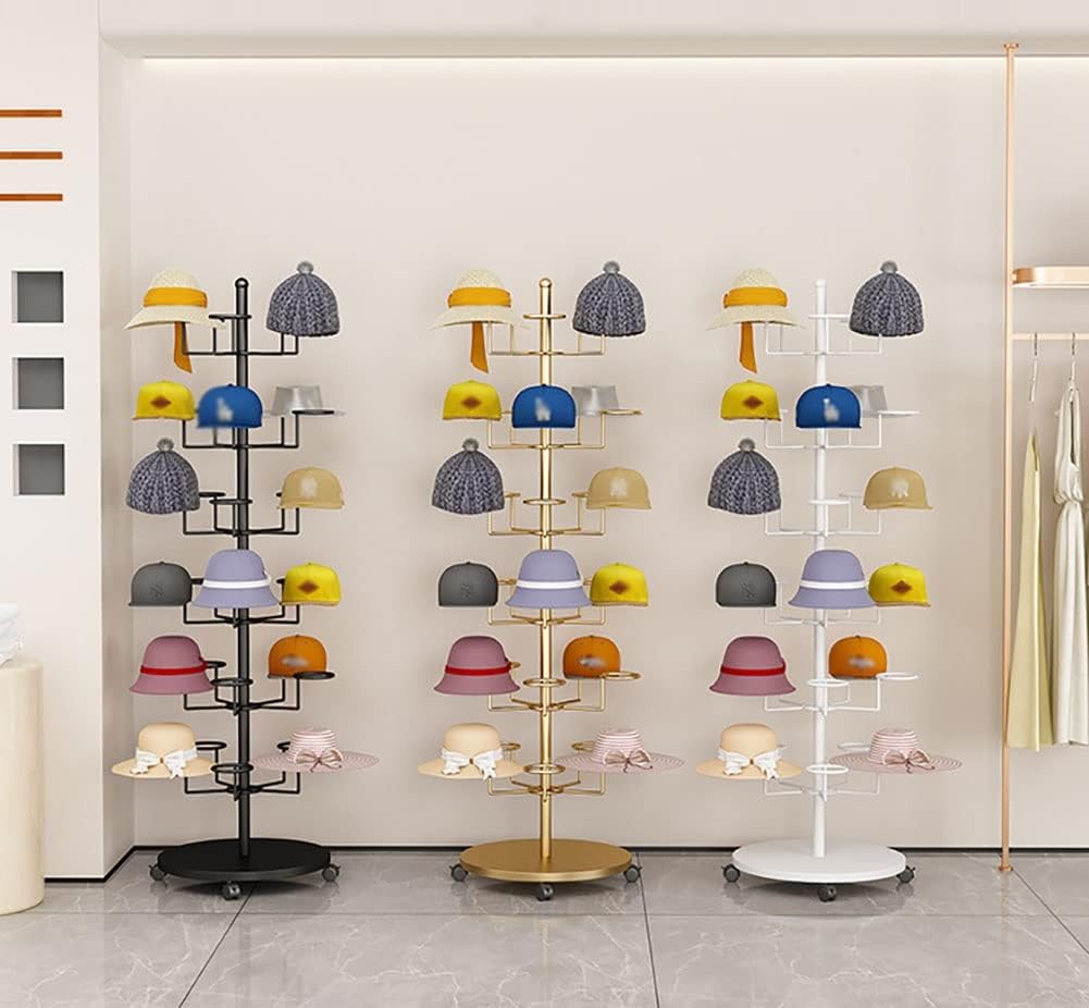 Hat Display Stand Large Capacity Hat Storage Organizers for Women, 6 Tiers Standing Hat Display Rack for Baseball Caps, Commercial and Home Use