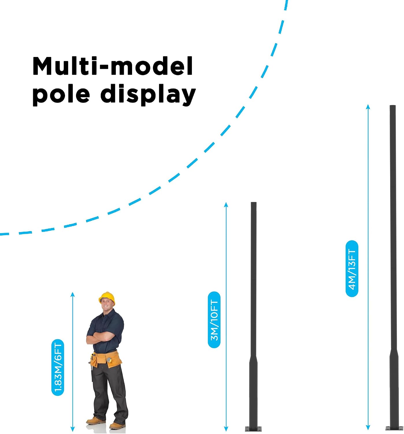 Round Steel Street Light Pole 10 FT Split Type Design Street Lamp Post with Mounting Rebar Cage Base for Street, Patio, Backyard, Park and Monitors