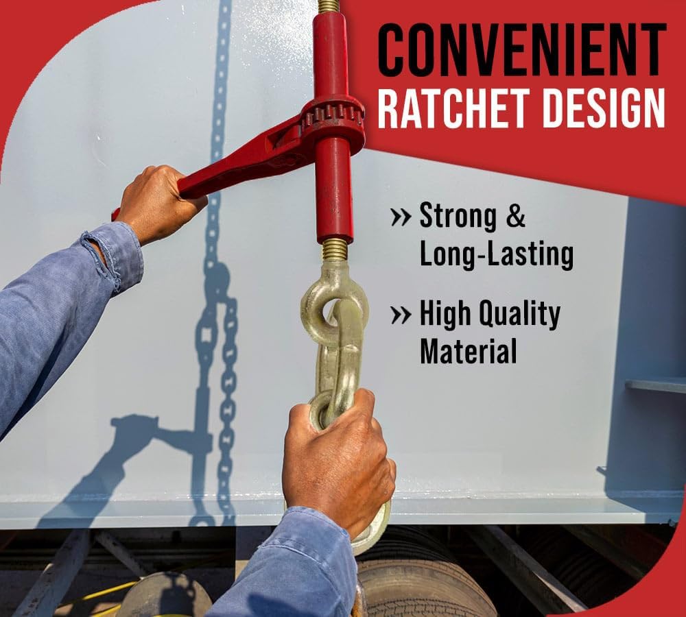 Mytee Products (4 Pack) PRO Heavy Duty Chain Binder Ratchet Style 5/16' - 3/8' w/Grab Hooks, 7,100 lbs WLL