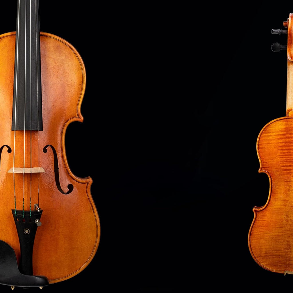 TSTS Beautiful Full Size Violin Fiddle Two Piece Back Flamed Wood Handmade Fiddle Musical Instrument Adults Violins