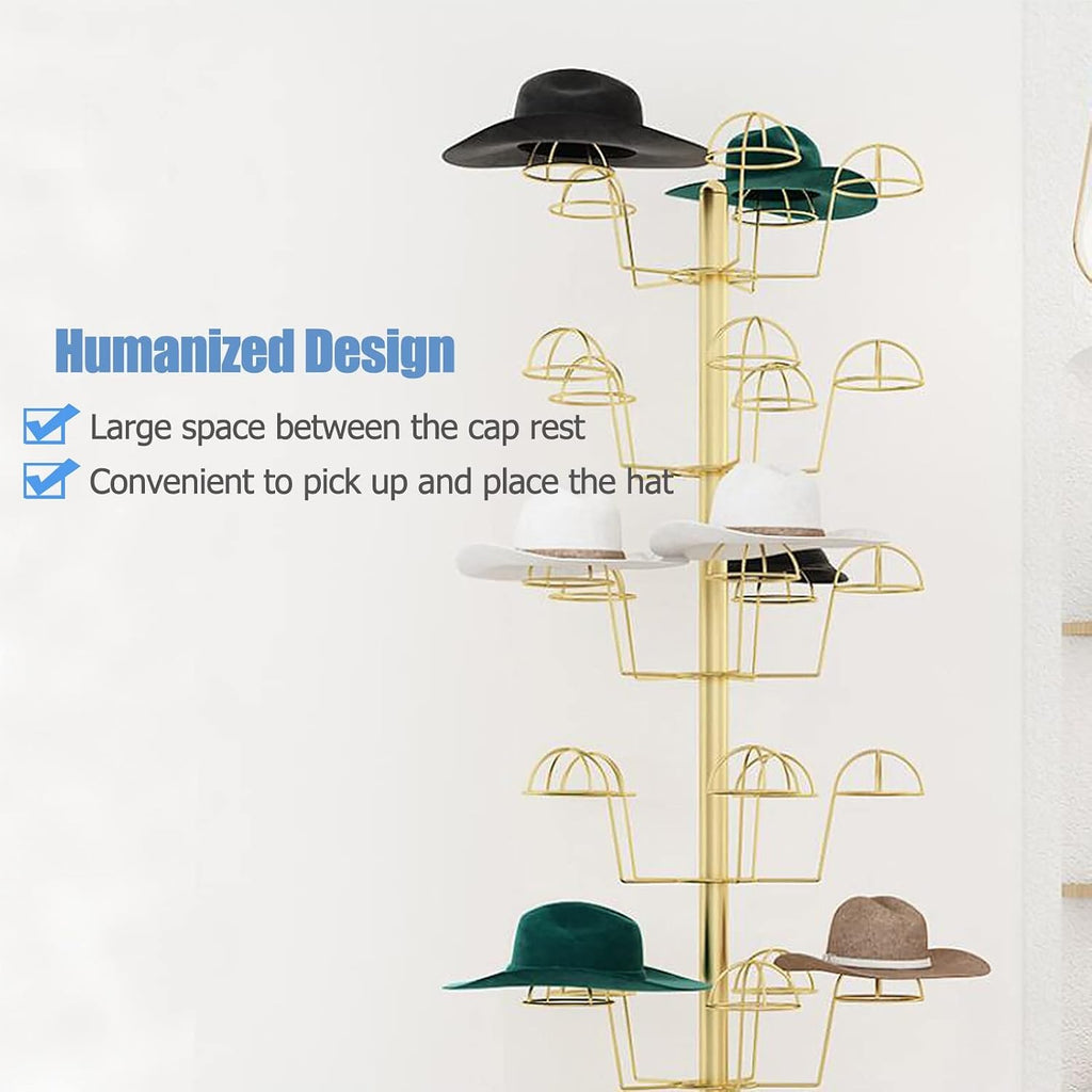 Hat Rack Floor Standing Metal Hat Racks Shelf for Commercial Display Easy to Install Helmet Cowboy Hat and Baseball Cap Holder Organizer Stand (White 5Tier),White,5Tier