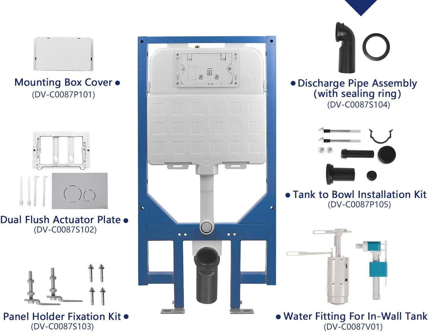DeerValley In-Wall Toilet Combo Set and Carrier System, Wall Hung Toilet with Tank, Wall Mounted Toilet with Soft Closing Seat, 1.1GPF/1.6 GPF Dual Flush, Black (2 Packages Separately)