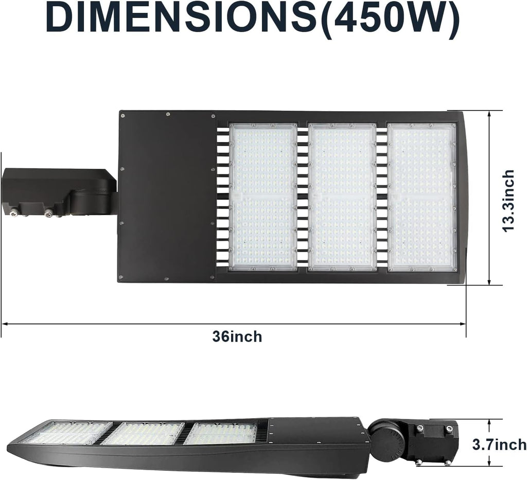 450W LED Parking Lot Light, 63000LM 5000K LED Shoebox Area Light, 0-10V Dimmable Commercial Outdoor Street Lighting (1500W HID/HPS Equivalent), IP65 20KV Surge Protection, AC100-277V UL Listed