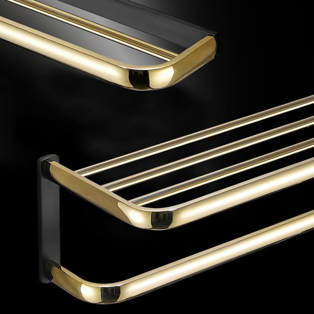 Towel Bars Bathroom Hardware Set, Black Gold Copper Towel Bar, Armrest, Tripod, Accessories Hardware(Single Rod 60cm)