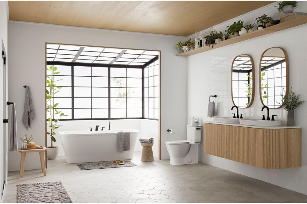 American Standard 251AA808.020 Aspirations EcoStrength Skirted Two-Piece Toilet With Seat, Elongated, Chair Height, Right-Hand Trip Lever, 0.80 GPF, White