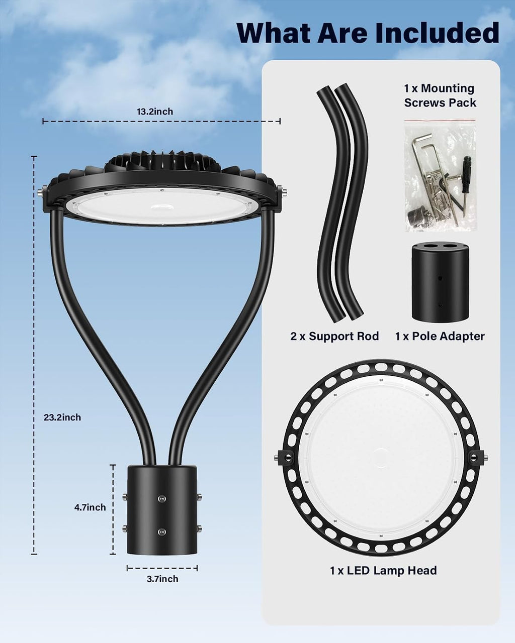 150W LED Post Top Light, LED Circular Area Light 21000Lm 5000K LED Parking Lot Light, Outdoor Pole Lights Fixture for Garden Yard Street Lighting, 2 Pack